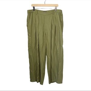 Eileen Fisher Lagenlook Tencel Lyocell Ribbed Wide Leg Pants in Green 16